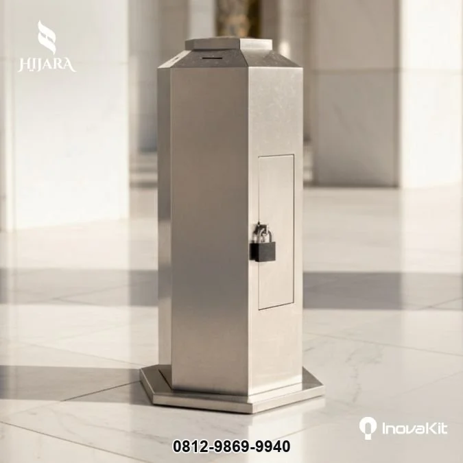 Kotak Amal Stainless Estetik Kunci Gembok Alarm