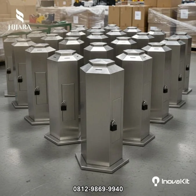 Kotak Amal Stainless Estetik Kunci Gembok Alarm