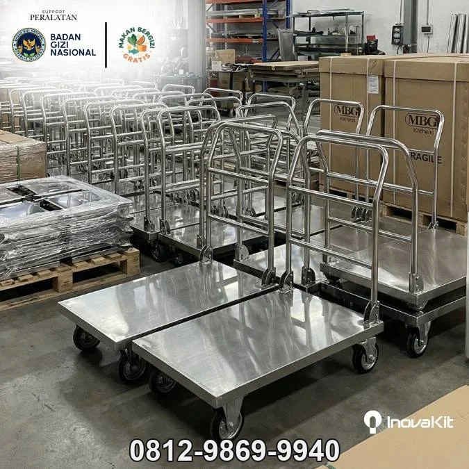Load Trolley 500 kg Standar Dapur MBG | Troli Lipat Barang 500 kg