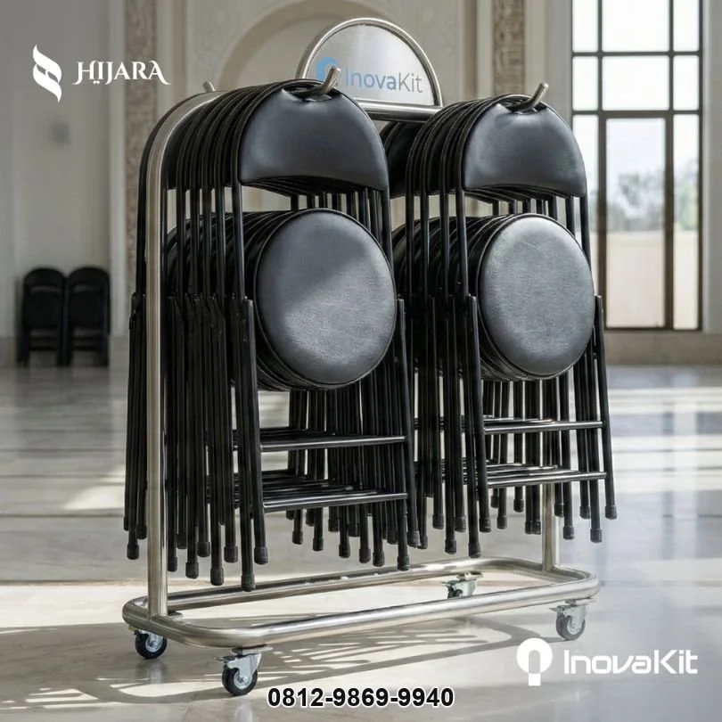 Rak Kursi Lipat dengan Logo Instansi | Folding Chair Rack