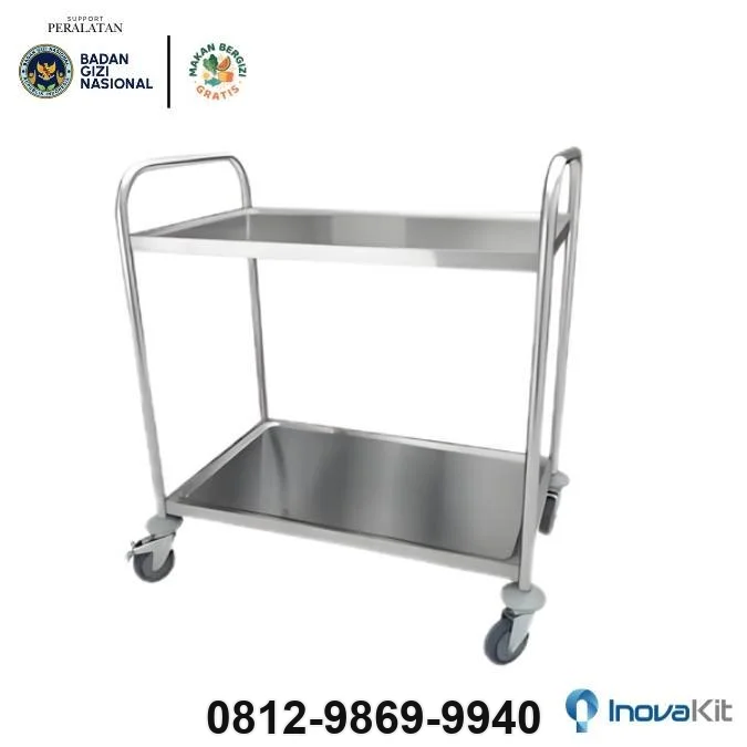 Jual & Distributor Service Trolley 2 Tiers Standar Dapur MBG di Bandung — Harga Pabrik, Vendor, Fabrikasi