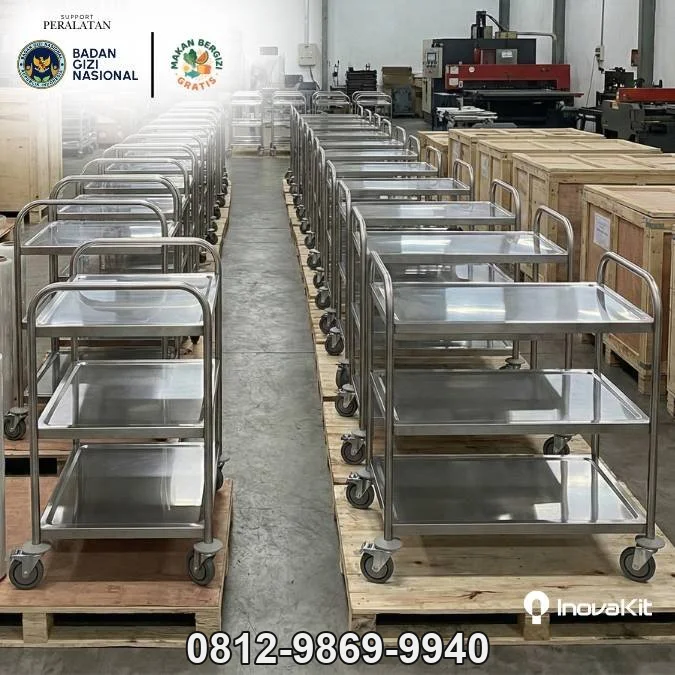 Jual & Distributor Service Trolley 3 Tiers Standar MBG di Bengle, Majalaya, Karawang — Harga Pabrik, Vendor, Fabrikasi