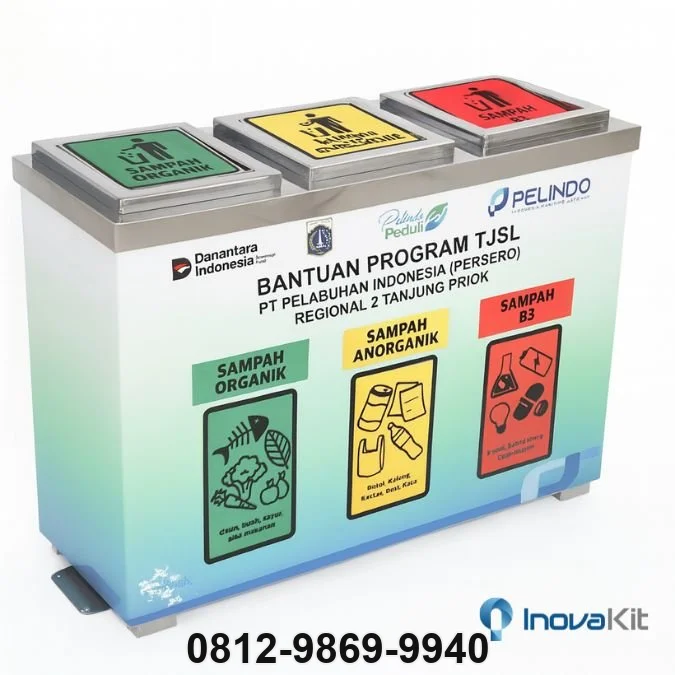 Jual & Distributor Tempat Sampah Stainless 3 in 1 Model Kotak 1 di Cikoneng, Ciparay, Bandung — Harga Pabrik, Vendor, Fabrikasi
