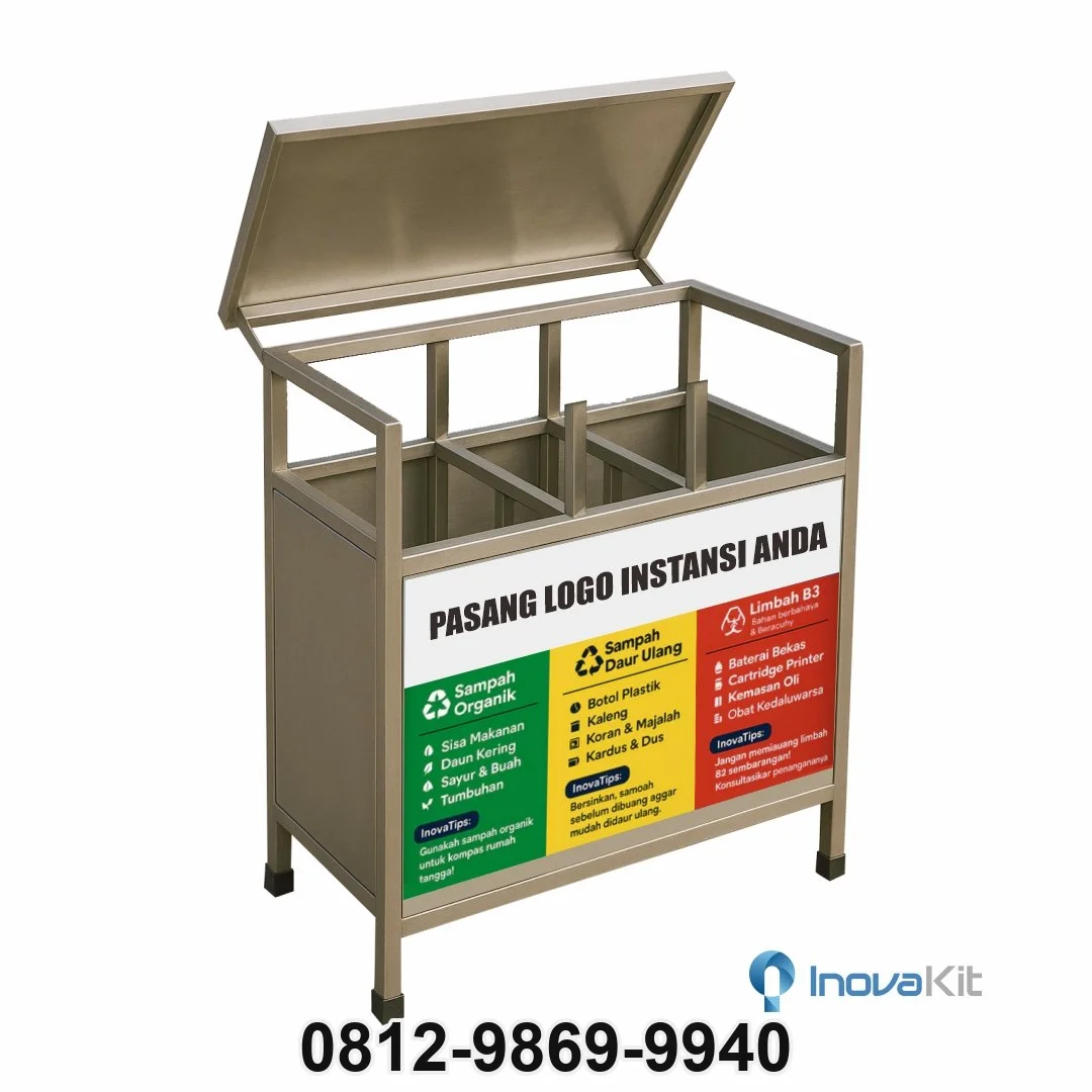 Jual & Distributor Tempat Sampah Stainless 3 in 1 Model Kotak 2 di Bangka Barat — Harga Pabrik, Vendor, Fabrikasi