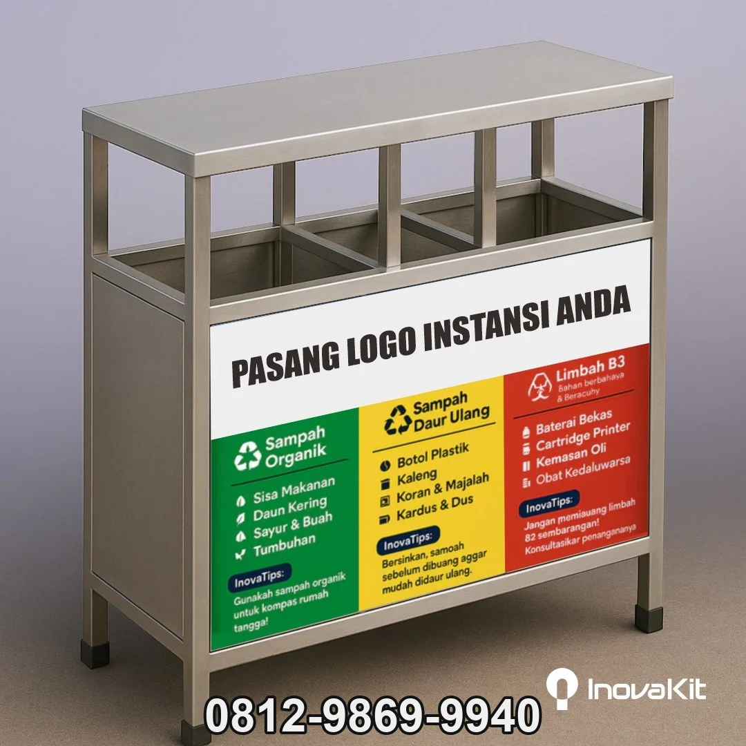 Jual & Distributor Tempat Sampah Stainless 3 in 1 Model Kotak 2 di Bukateja, Purbalingga — Harga Pabrik, Vendor, Fabrikasi