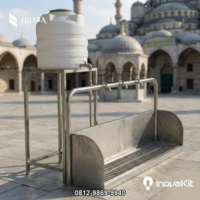 Tempat Wudhu Stainless Steel dengan Tangki