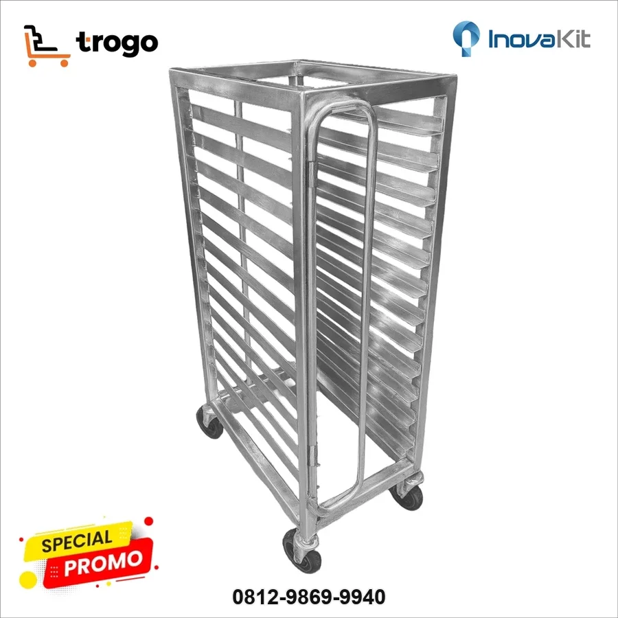 Jual & Distributor Troli Rak Loyang Stainless Steel 15 Susun di Aceh Tengah — Harga Pabrik, Vendor, Fabrikasi